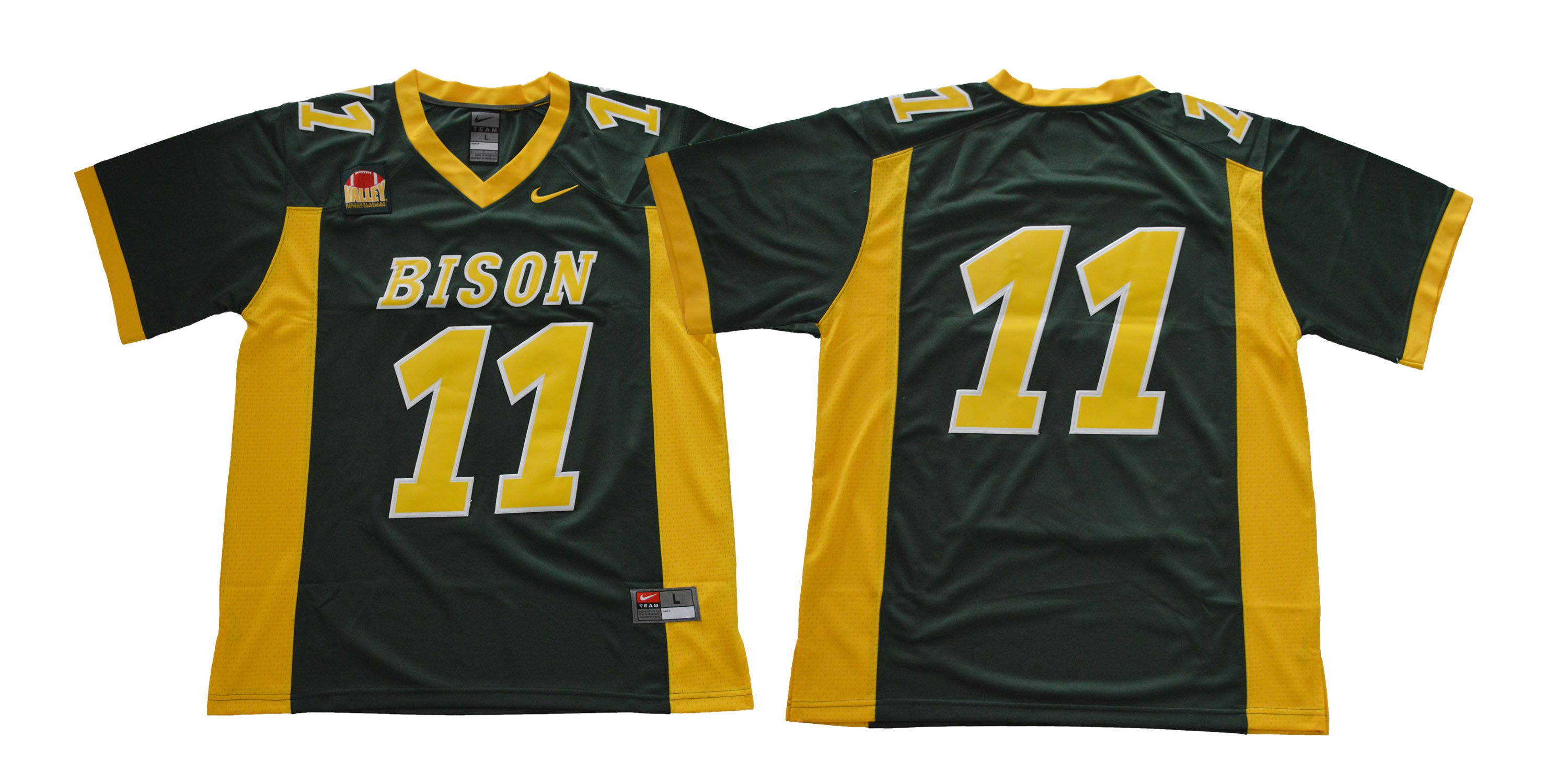Men NDSU North Dakota State Bison #11 Wentz Green NCAA Jerseys->->NCAA Jersey